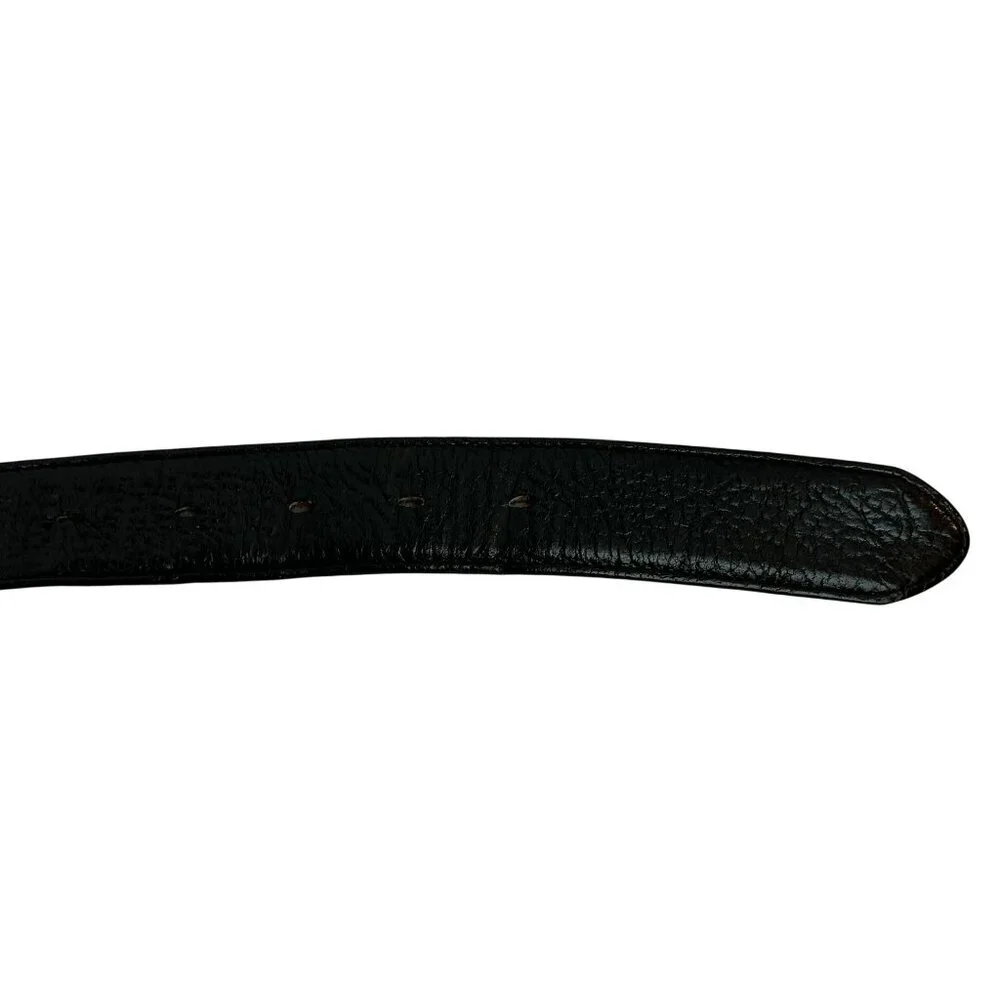 Tony Lama Black Leather Belt With Classic Western Silver Buckle Mens 40